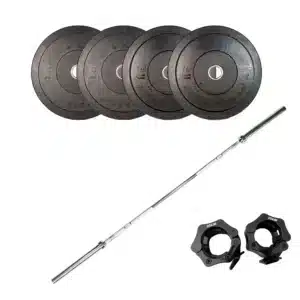 SQ&SN OL Vægtstangssæt 50 kg Sort med bumper plates og lock jaws