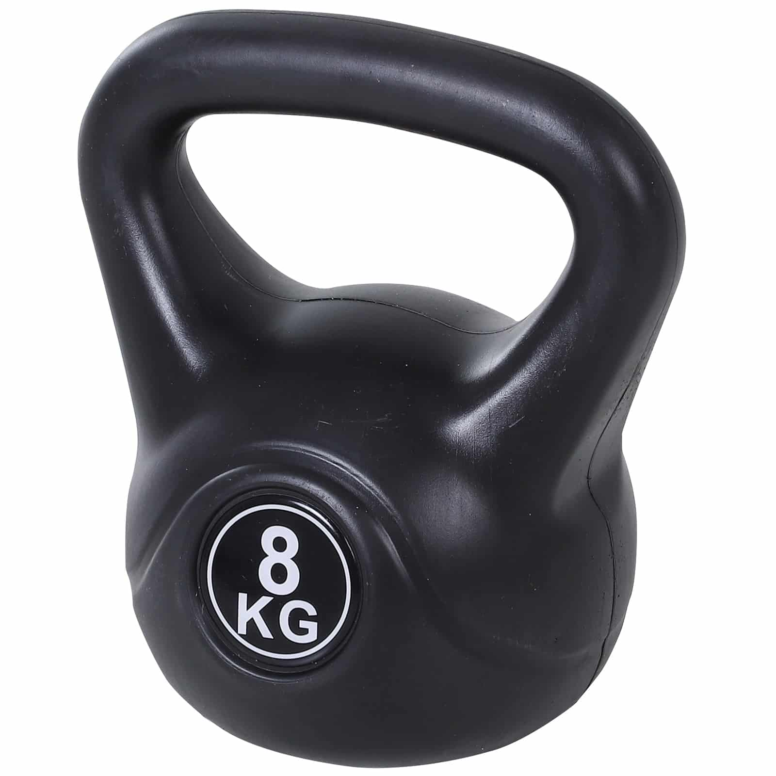 Kettlebell, 8 kg vægtstang fyldt med sand, til begyndere, sort