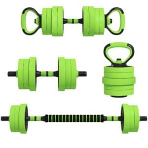 4 i 1 håndvægtsæt 20 kg justerbare håndvægte og vægtstang kettlebell push-up håndtag grøn